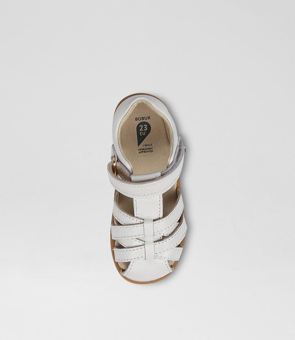 bobux Iw Cross Jump Toddler White Leather Flat Shoes