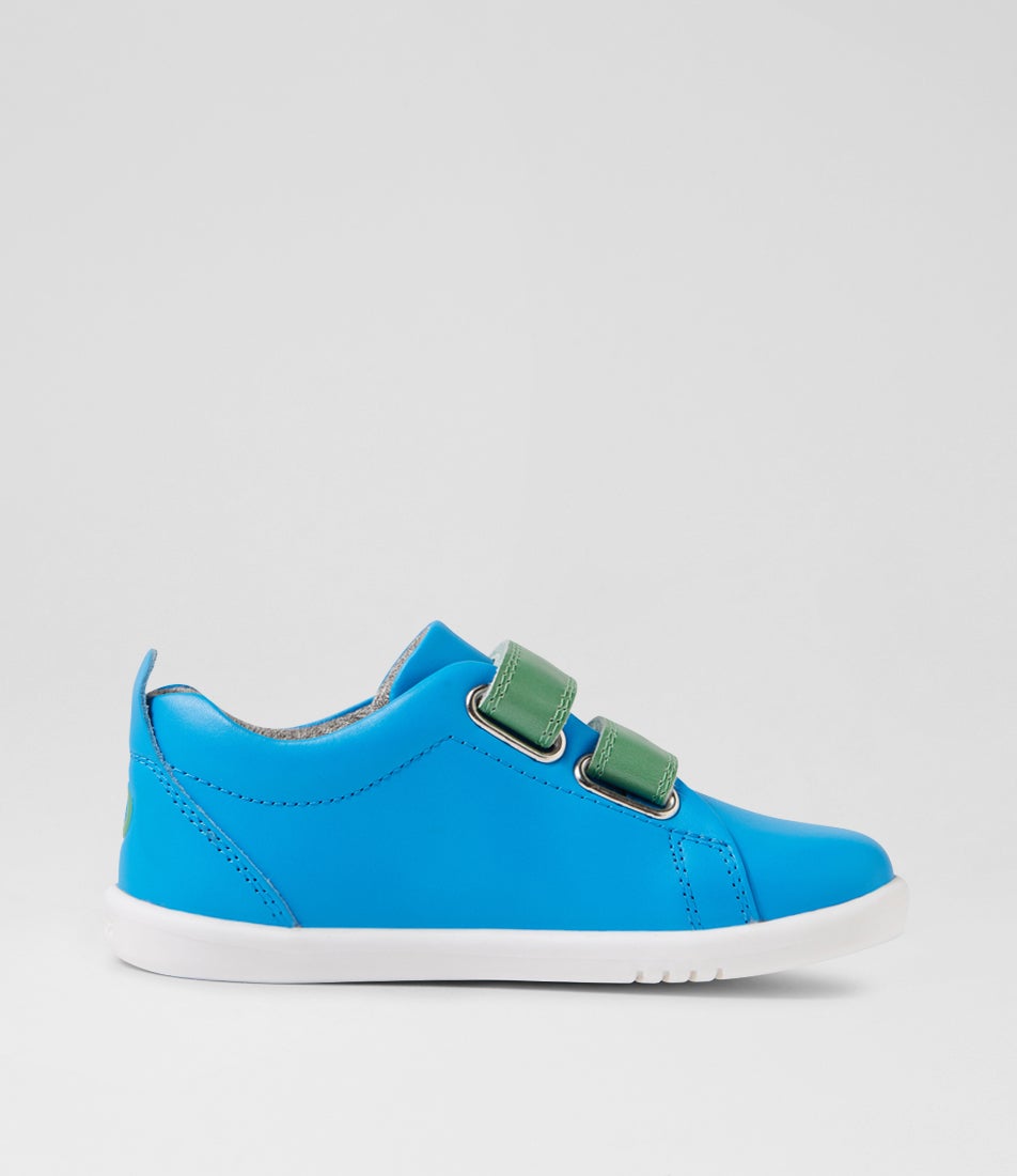 Bobux Iw Grass Court Brilliant Blue Leather Flat Shoes