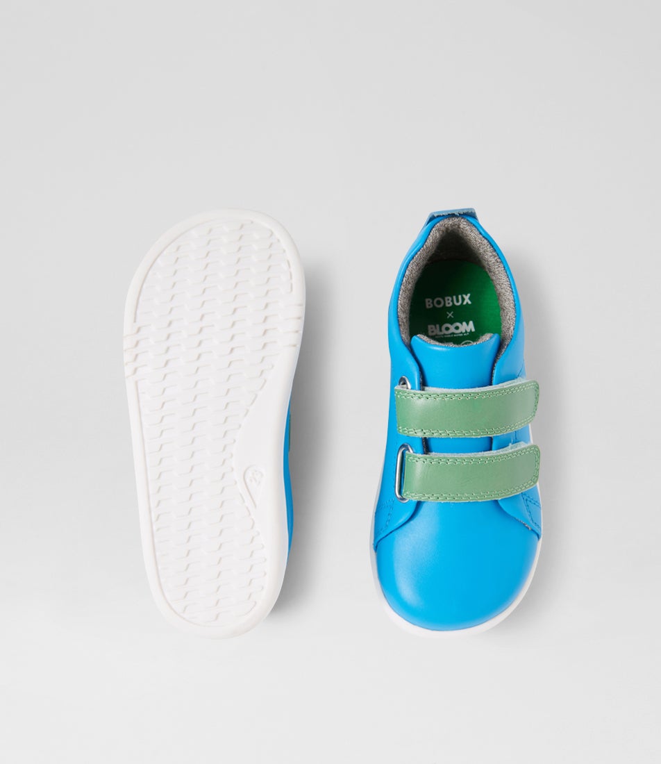 Bobux Iw Grass Court Brilliant Blue Leather Flat Shoes