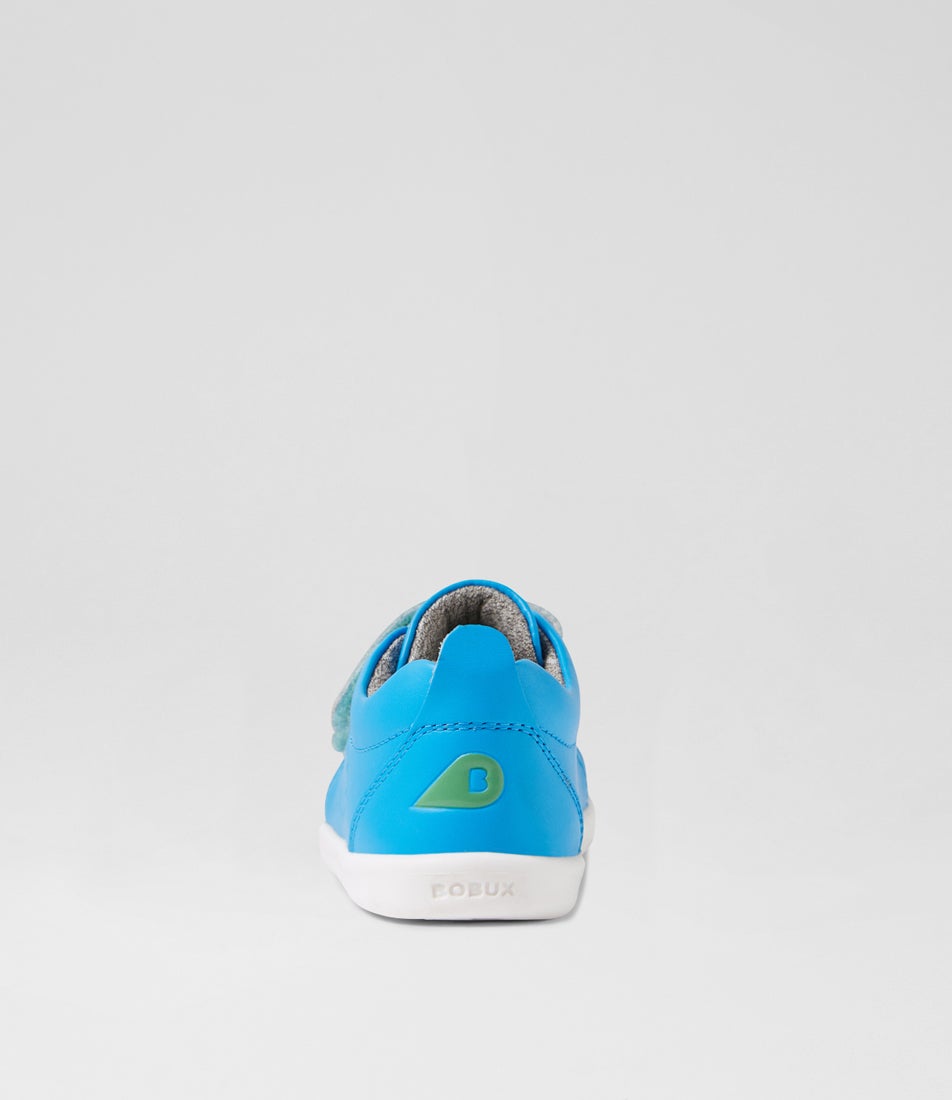 Bobux Iw Grass Court Brilliant Blue Leather Flat Shoes