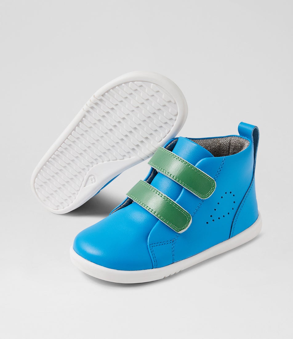 bobux Iw Grass Court High Toddler Brilliant Blue Leather Ankle Boots