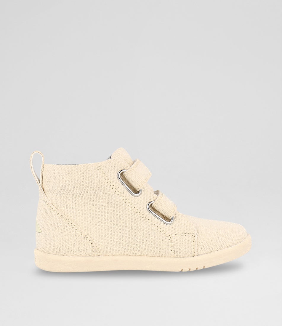 bobux Iw Grass Court High Toddler Chalk Canvas Ankle Boots
