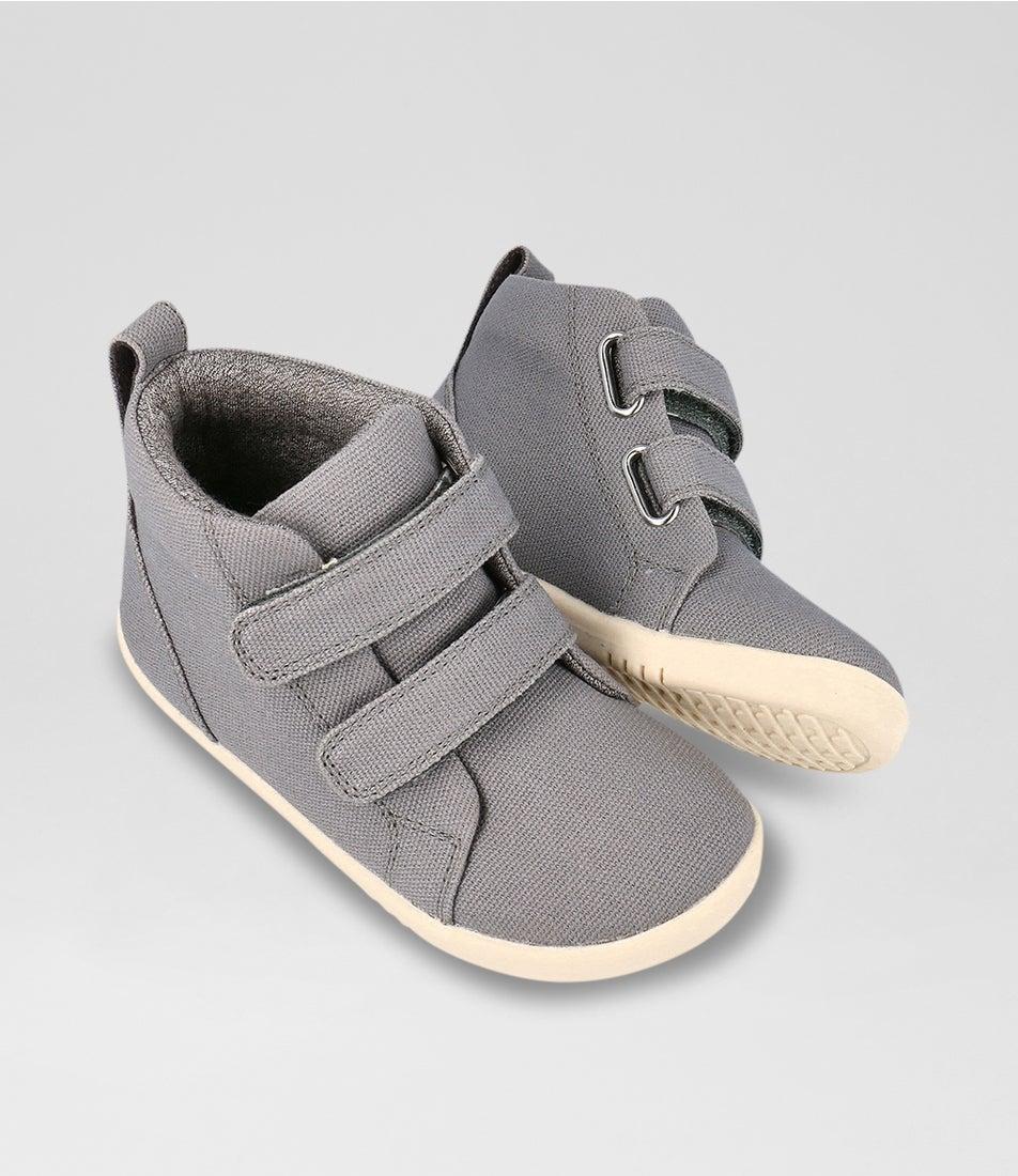 Bobux Iw Grass Court High Toddler Circular Gray Canvas Ankle Boots
