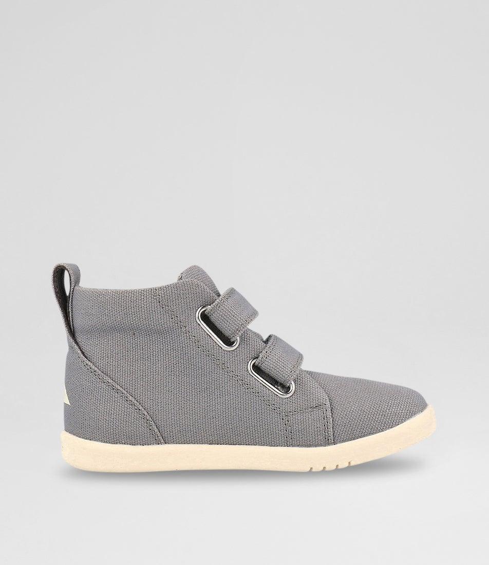 bobux Iw Grass Court High Toddler Circular Gray Canvas Ankle Boots