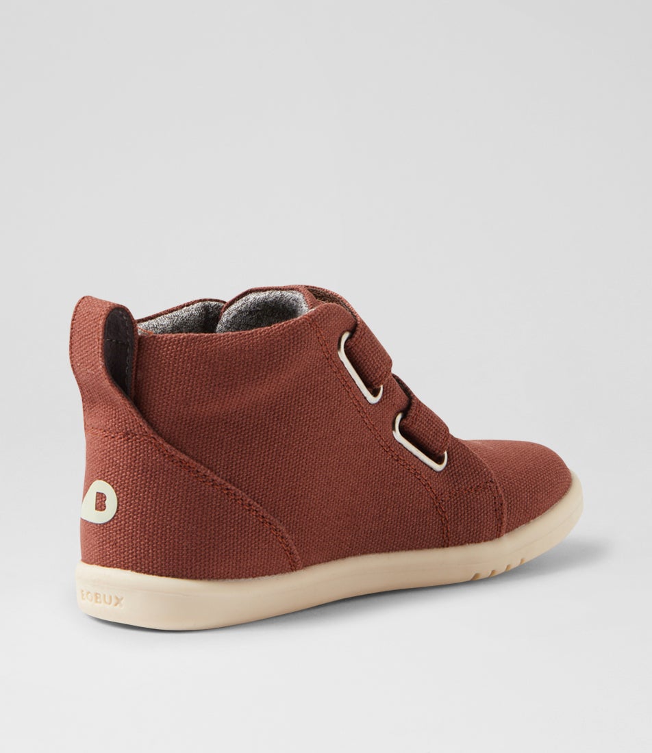 Bobux Iw Grass Court High Toddler Nutshell Canvas Ankle Boots