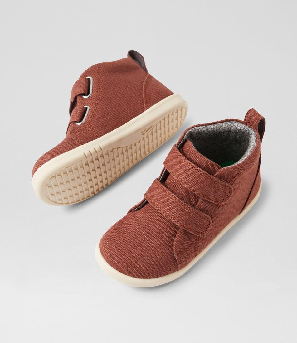 Bobux Iw Grass Court High Toddler Nutshell Canvas Ankle Boots