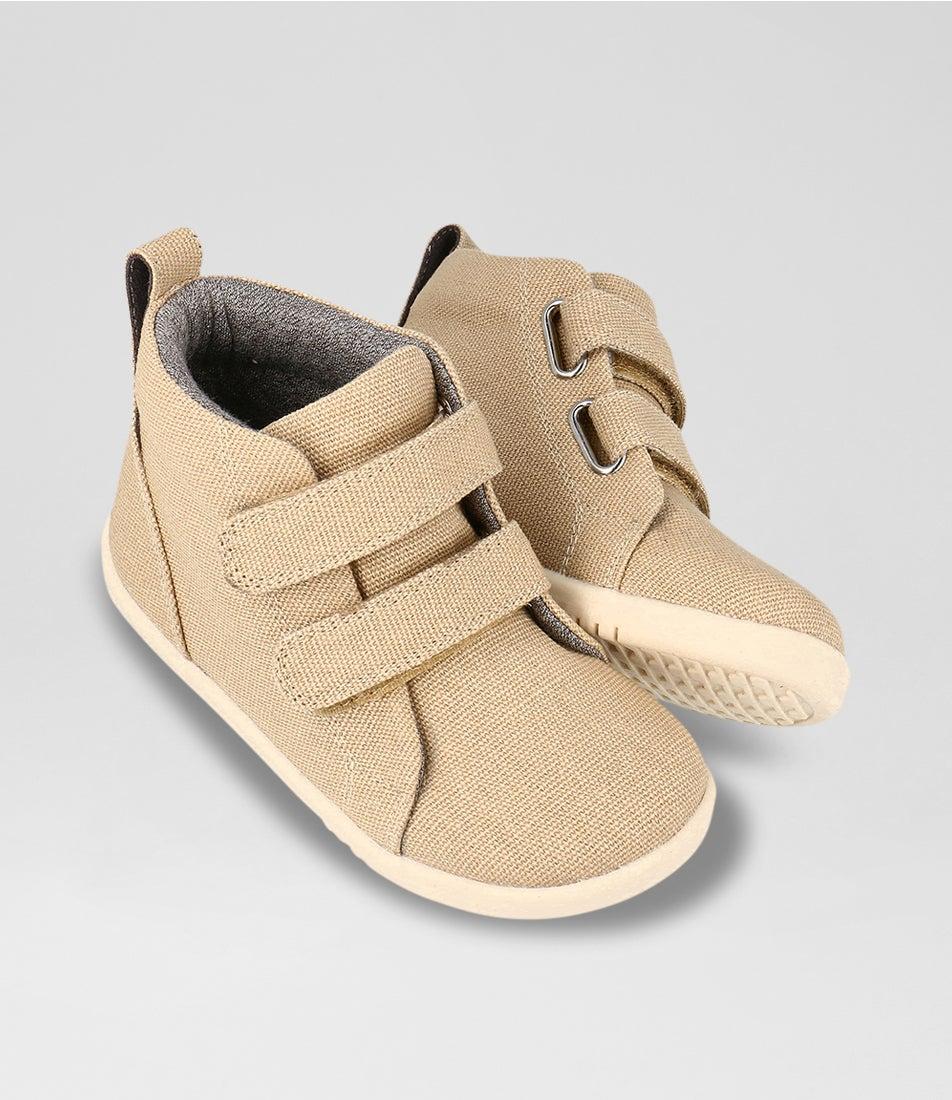 Bobux Iw Grass Court High Toddler Oat Milk Canvas Ankle Boots