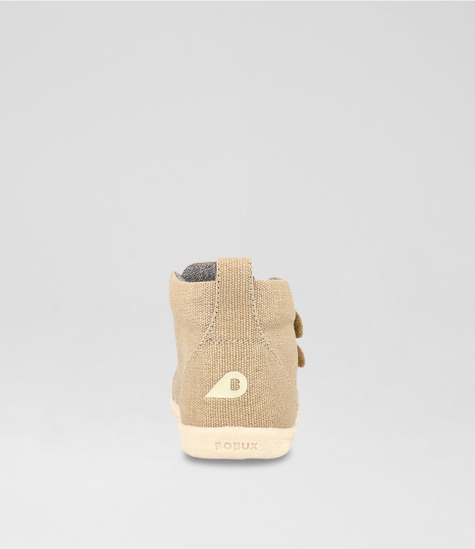 Bobux Iw Grass Court High Toddler Oat Milk Canvas Ankle Boots