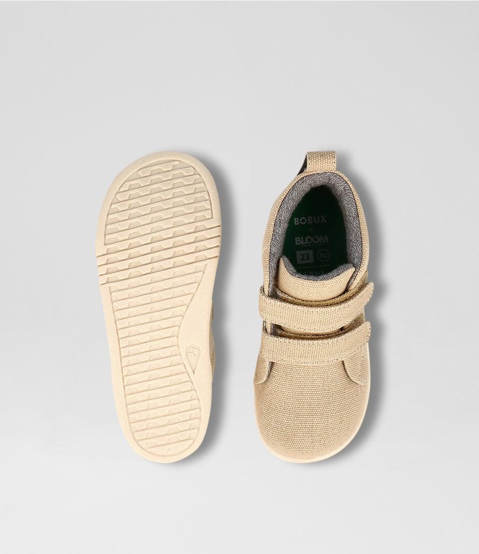 bobux Iw Grass Court High Toddler Oat Milk Canvas Ankle Boots