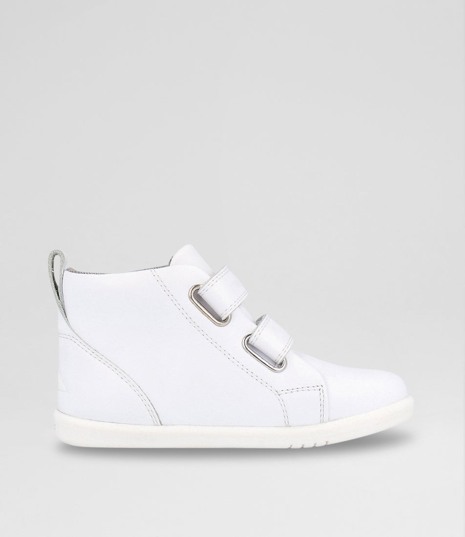 Bobux Iw Grass Court High Toddler Optical White Leather Ankle Boots