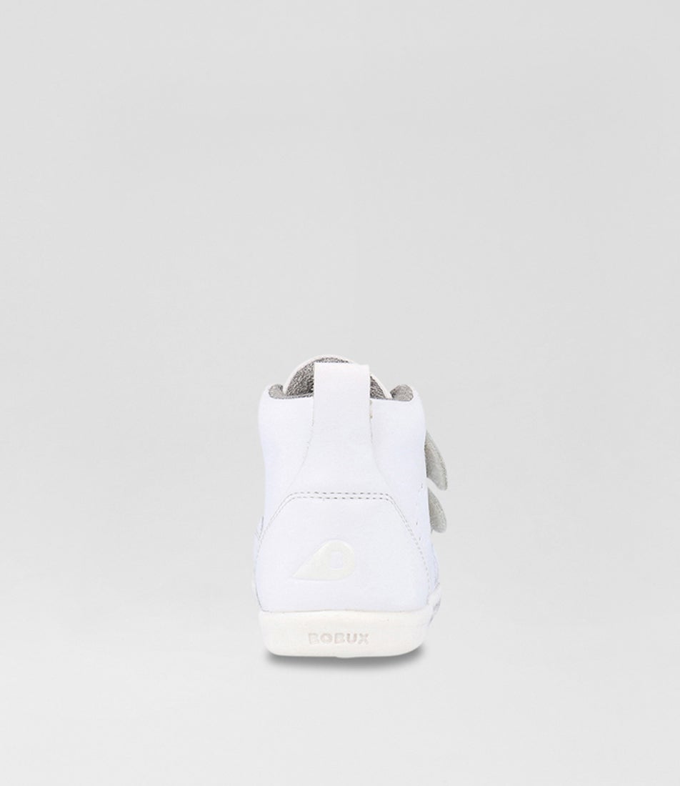 Bobux Iw Grass Court High Toddler Optical White Leather Ankle Boots