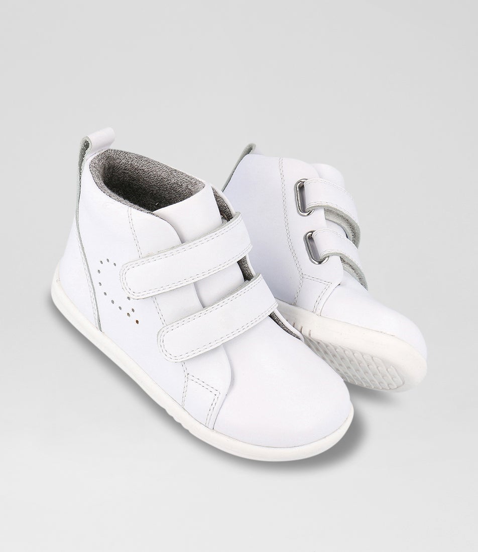 Bobux Iw Grass Court High Toddler Optical White Leather Ankle Boots