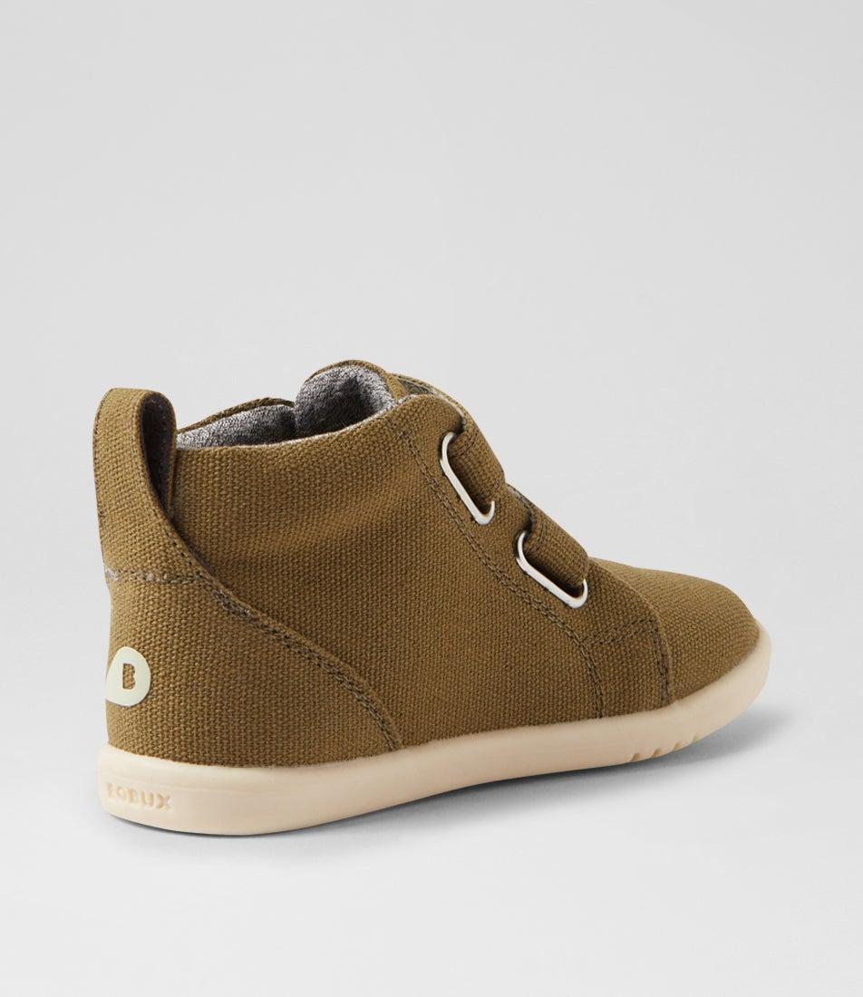 Bobux Iw Grass Court High Toddler Sea Kelp Canvas Ankle Boots