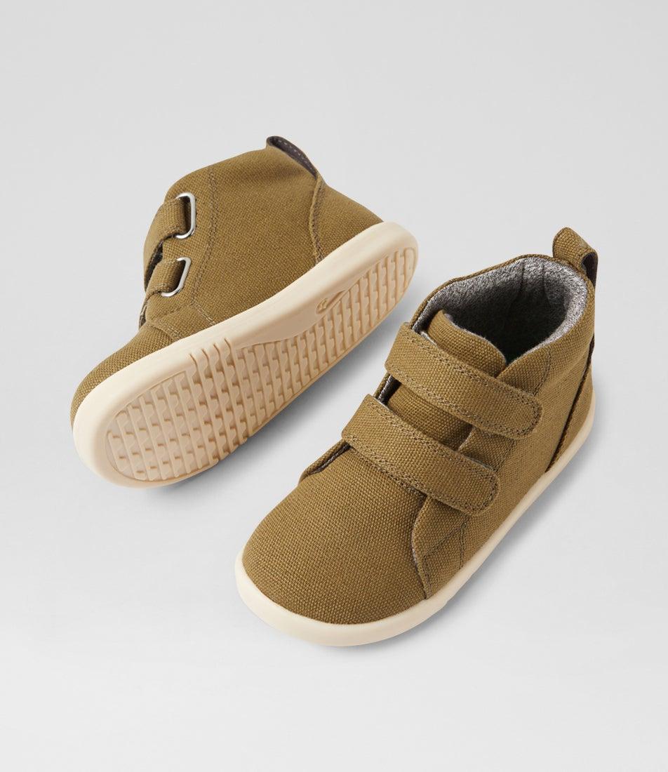 Bobux Iw Grass Court High Toddler Sea Kelp Canvas Ankle Boots