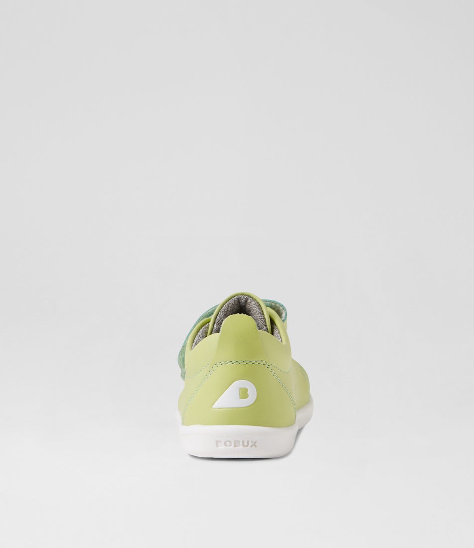 Bobux Iw Grass Court Shadow Lime Leather Flat Shoes