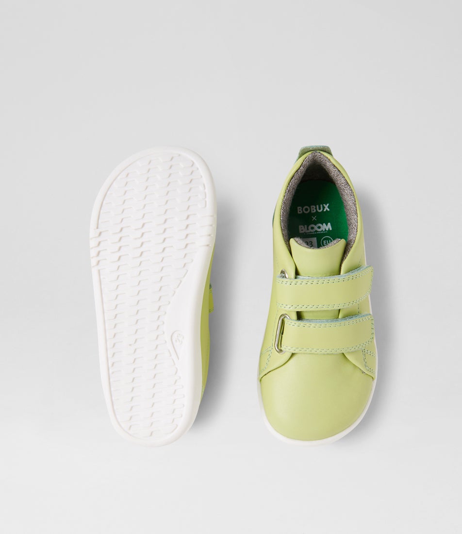 Bobux Iw Grass Court Shadow Lime Leather Flat Shoes
