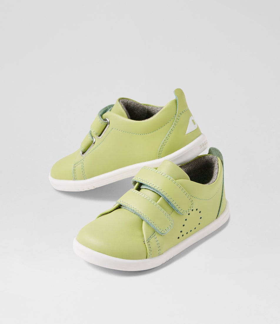 bobux Iw Grass Court Shadow Lime Leather Flat Shoes