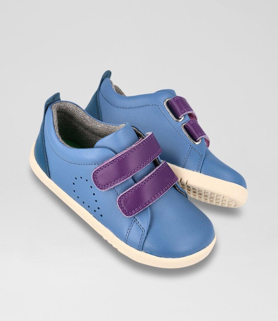 Bobux Iw Grass Court Toddler Elemental Blue Purple Combo Leather Sneakers