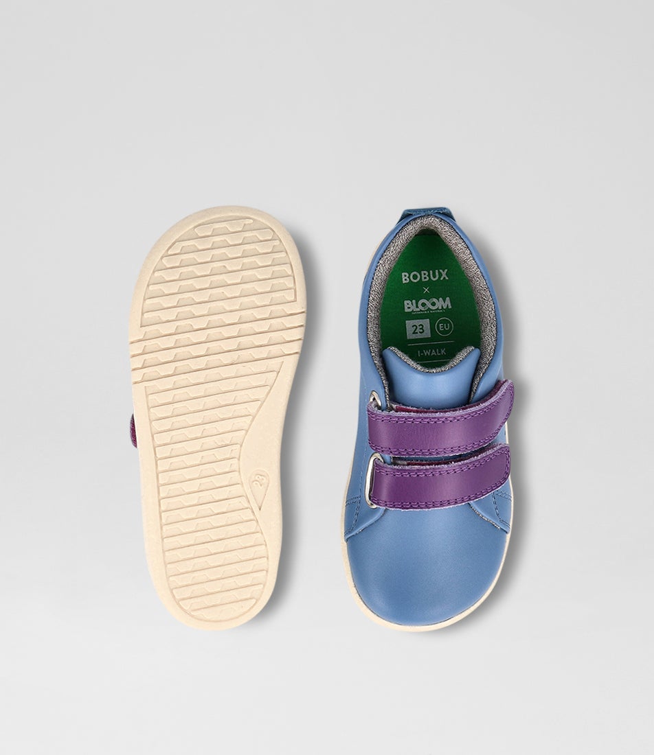 bobux Iw Grass Court Toddler Elemental Blue Purple Combo Leather Sneakers