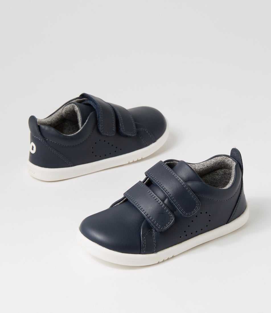 bobux Iw Grass Court Toddler Navy Leather Flat Shoes