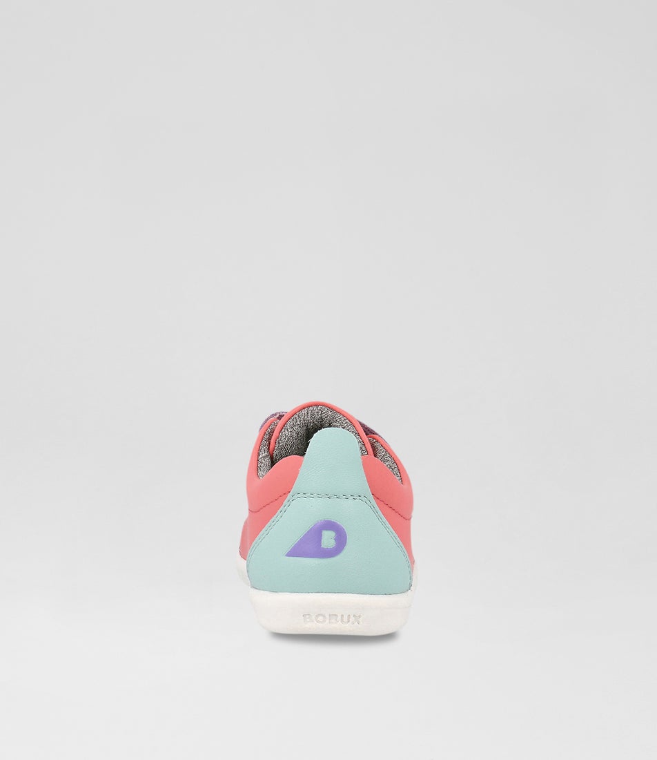 Bobux Iw Grass Court Toddler Ocean Coral Mauve Combo Leather Sneakers