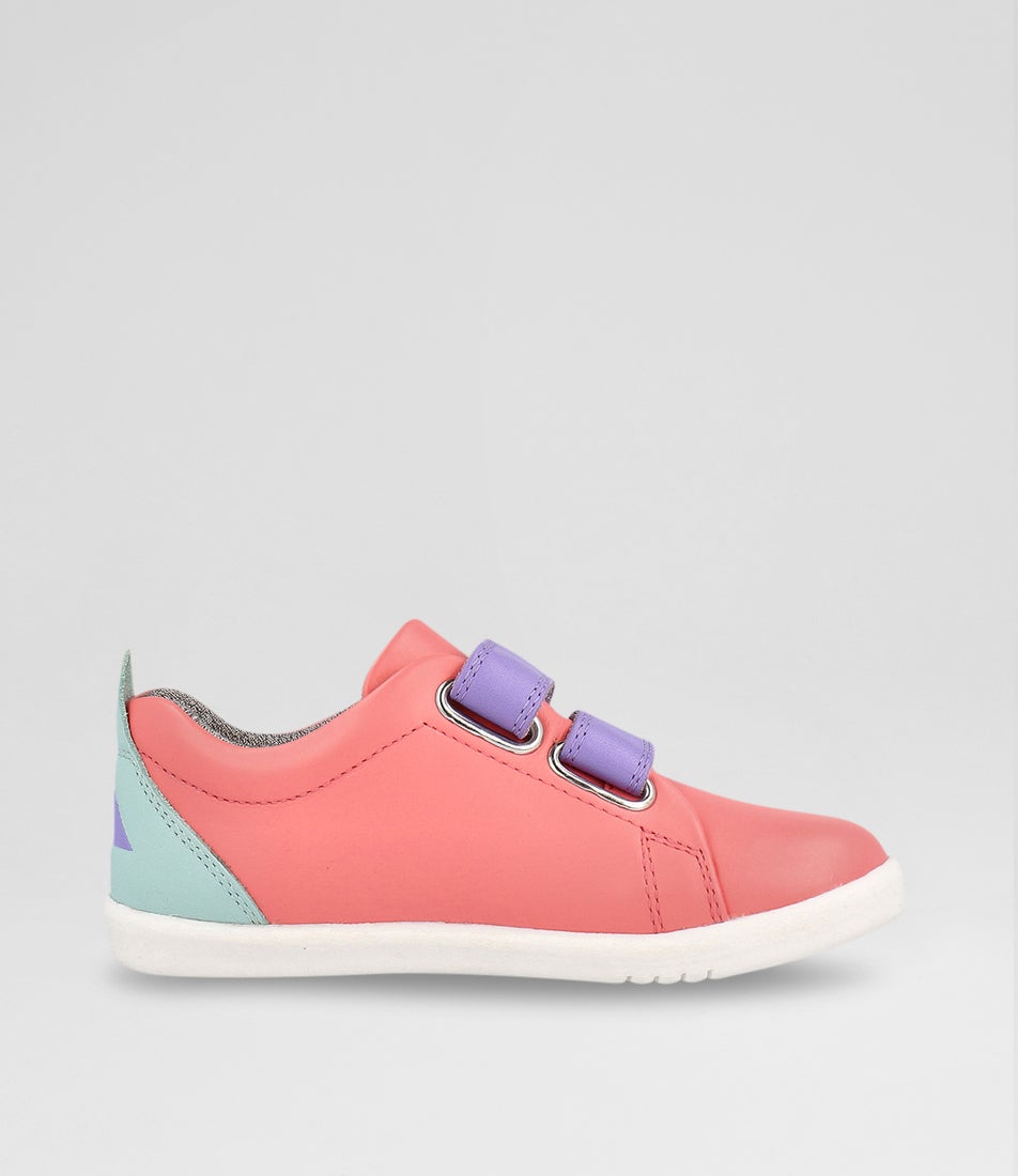 bobux Iw Grass Court Toddler Ocean Coral Mauve Combo Leather Sneakers