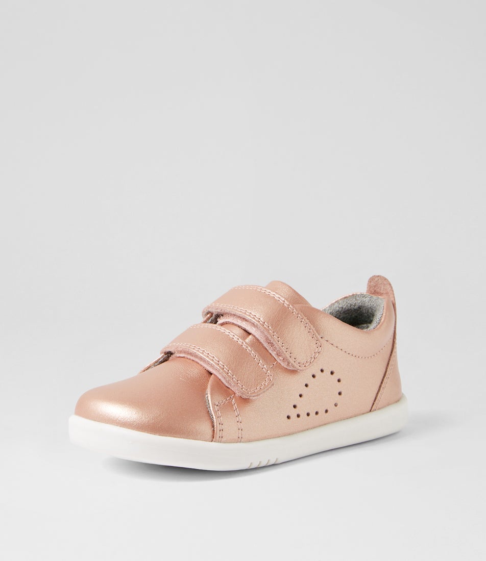 Bobux Iw Grass Court Toddler Rose Gold Leather Flat Shoes