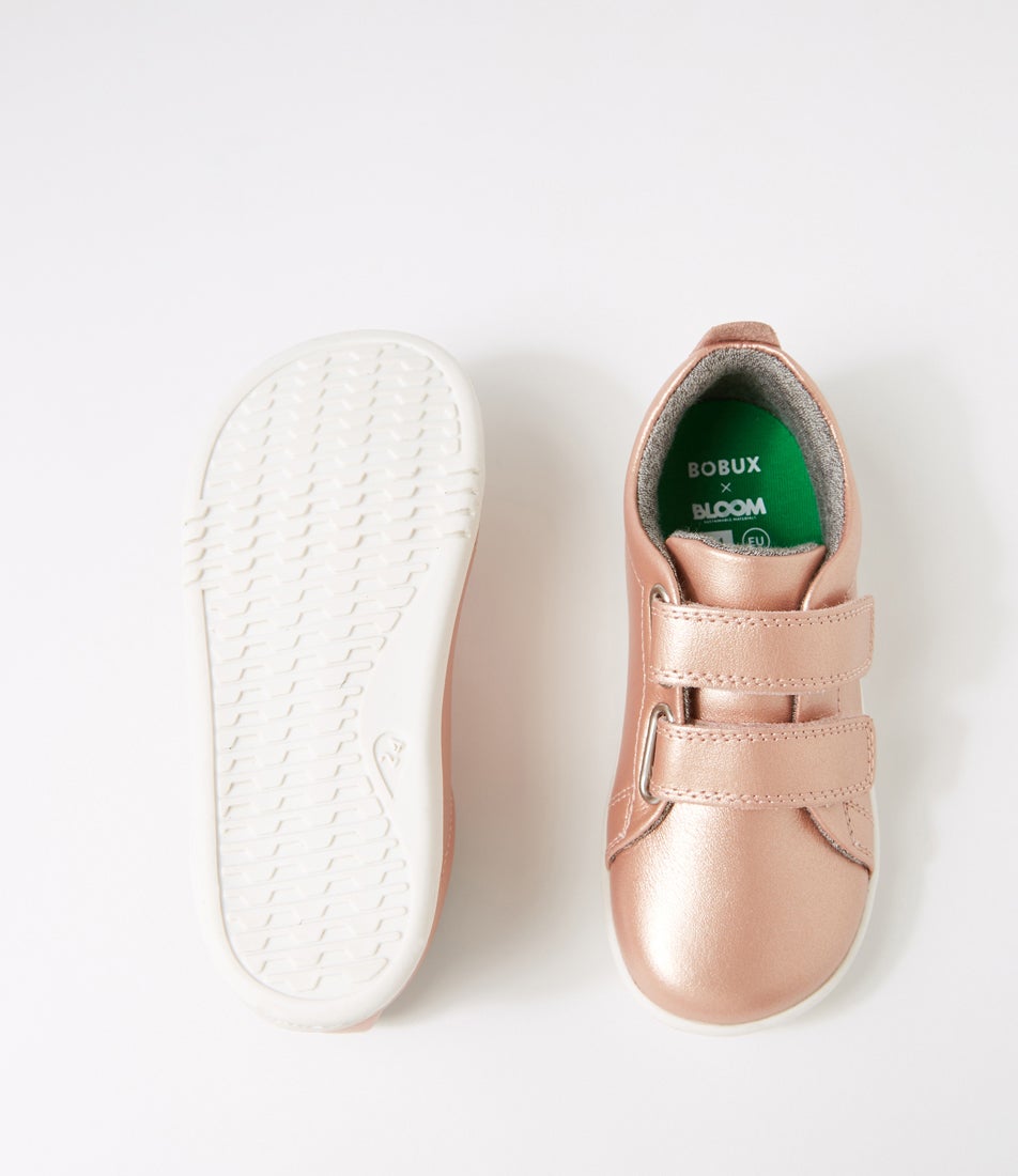 Bobux Iw Grass Court Toddler Rose Gold Leather Flat Shoes