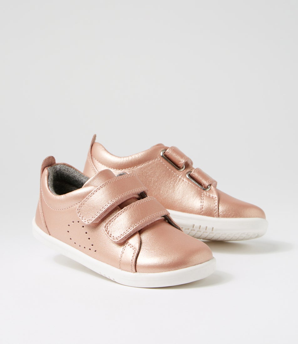 bobux Iw Grass Court Toddler Rose Gold Leather Flat Shoes
