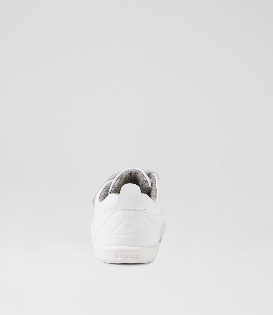 Bobux Iw Grass Toddler Court Optical White Leather Flat Shoes