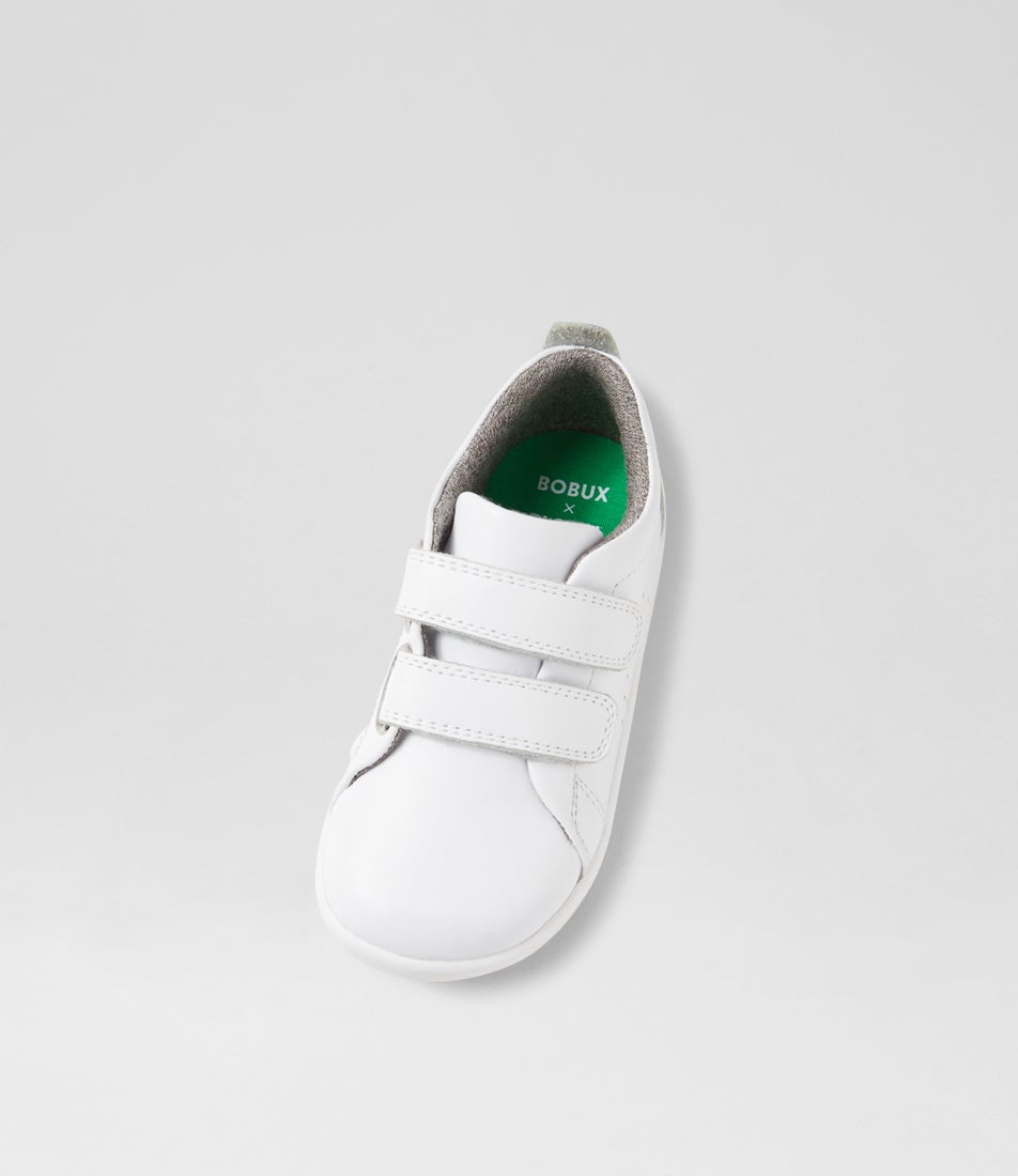 Bobux Iw Grass Toddler Court Optical White Leather Flat Shoes