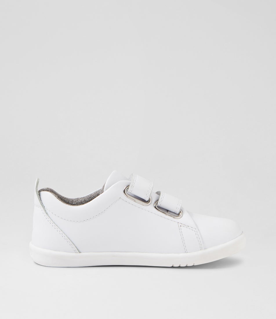 Bobux Iw Grass Toddler Court Optical White Leather Flat Shoes