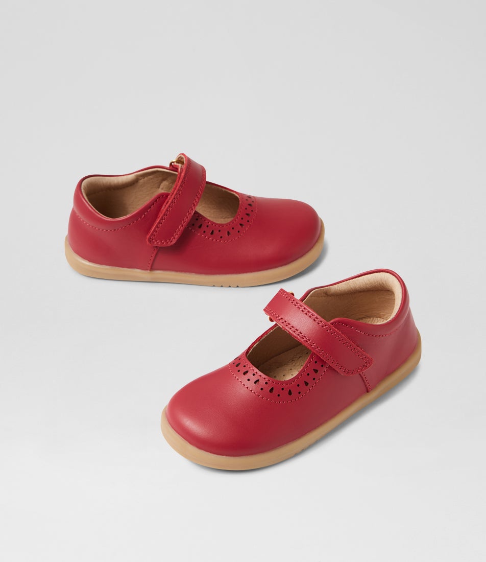 bobux Iw Lola Toddler Tibitan Red Leather Flat Shoes