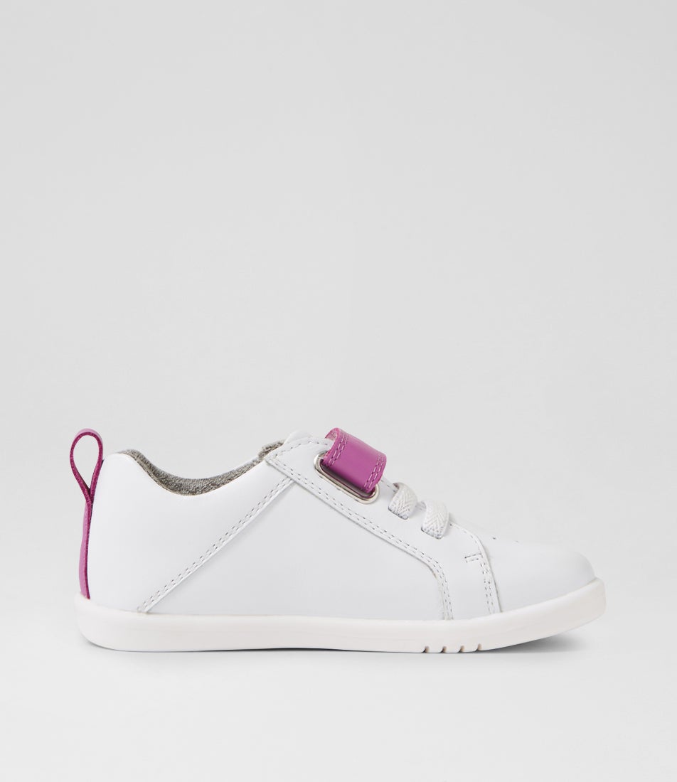 Bobux Iw Pace Optical White Orchid Leather Flat Shoes