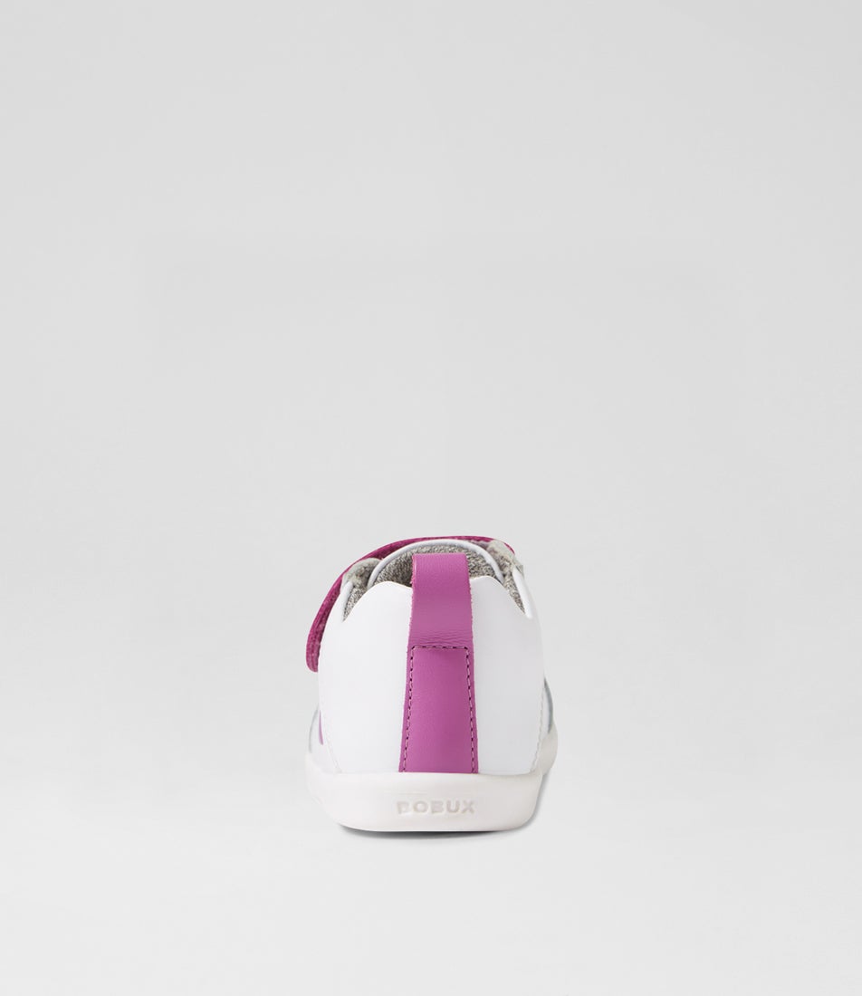 Bobux Iw Pace Optical White Orchid Leather Flat Shoes