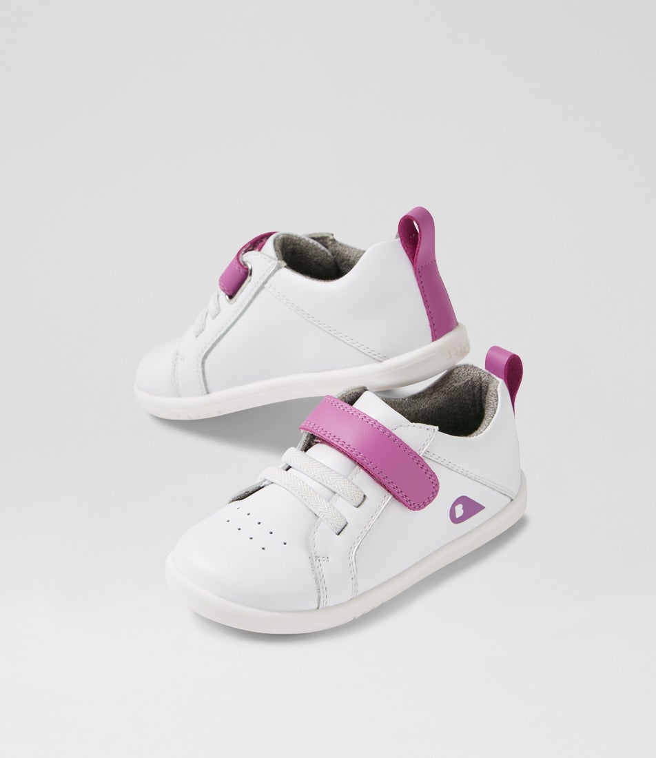 bobux Iw Pace Optical White Orchid Leather Flat Shoes