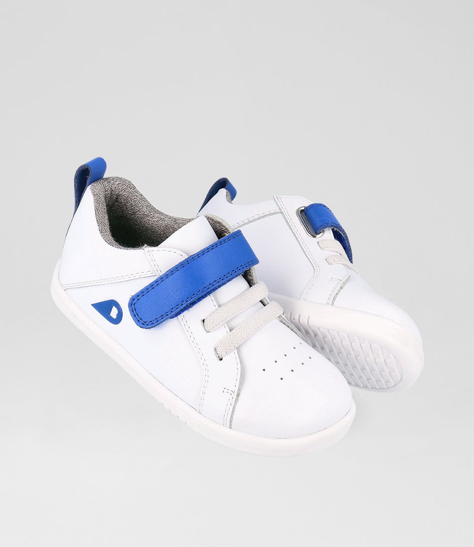 Bobux Iw Pace Toddler Optical White Gentian Blue Leather Sneakers