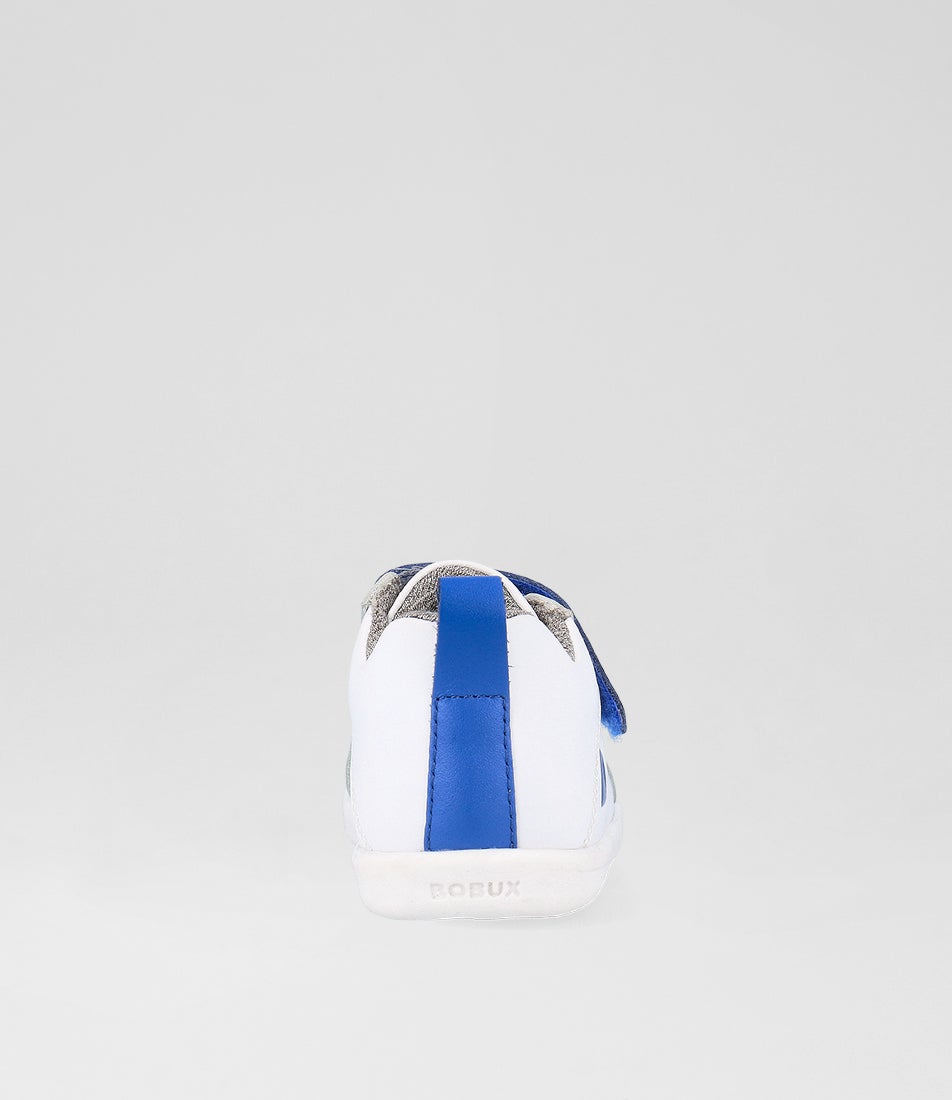 Bobux Iw Pace Toddler Optical White Gentian Blue Leather Sneakers