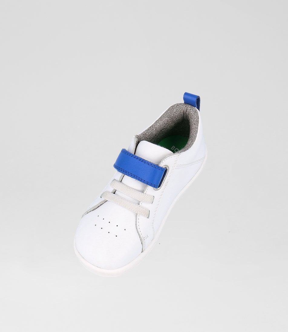 bobux Iw Pace Toddler Optical White Gentian Blue Leather Sneakers