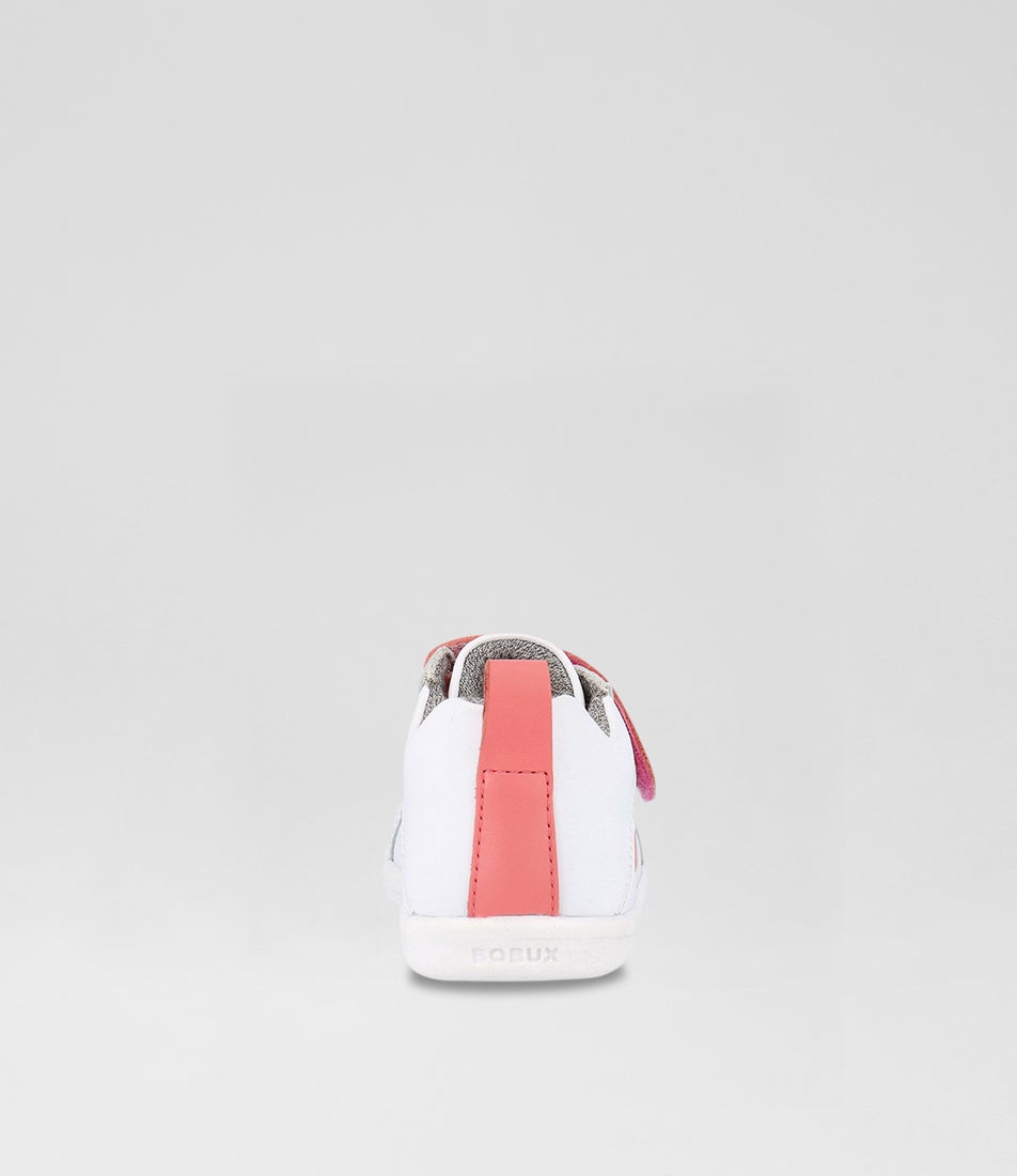 Bobux Iw Pace Toddler Optical White Ocean Coral Leather Sneakers