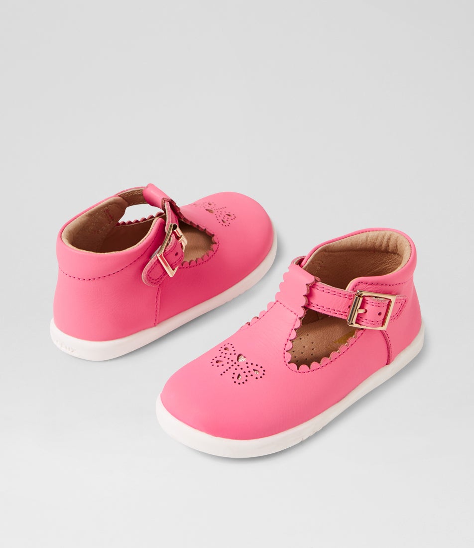 bobux Iw Poppy Toddler Pink Lemonade Leather Flat Shoes