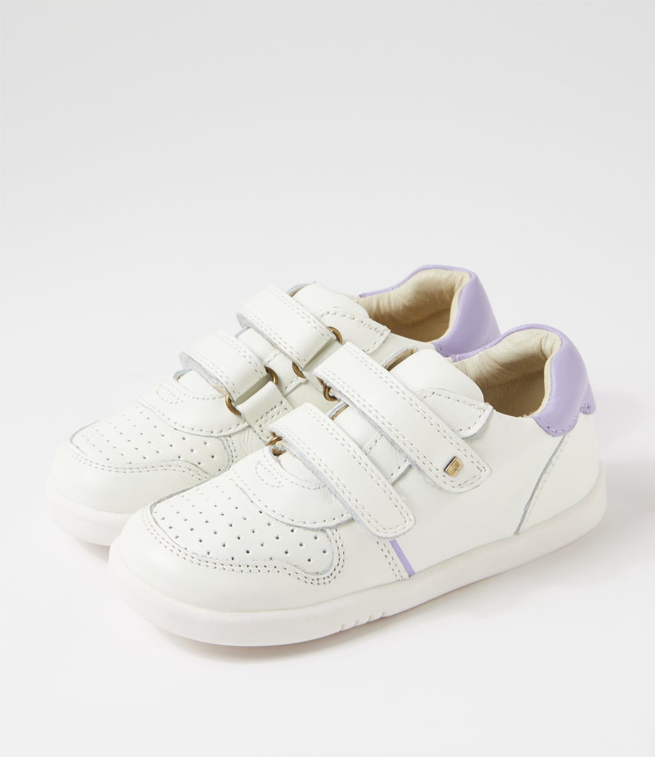 bobux Iw Riley Toddler White Lilac Leather Sneakers