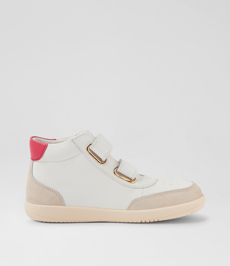 Bobux Kp Champ High Junior Chalk Radiant Raspberry Leather Ankle Boots