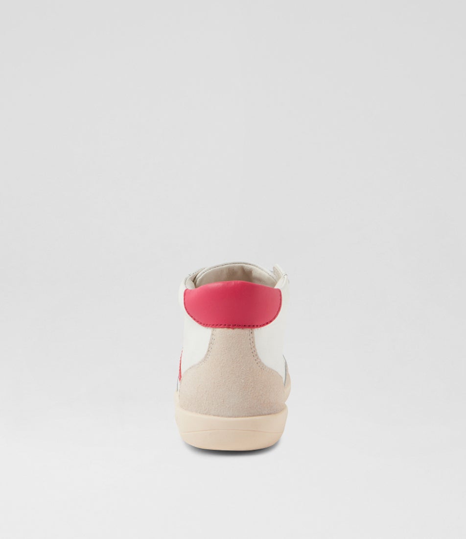 Bobux Kp Champ High Junior Chalk Radiant Raspberry Leather Ankle Boots