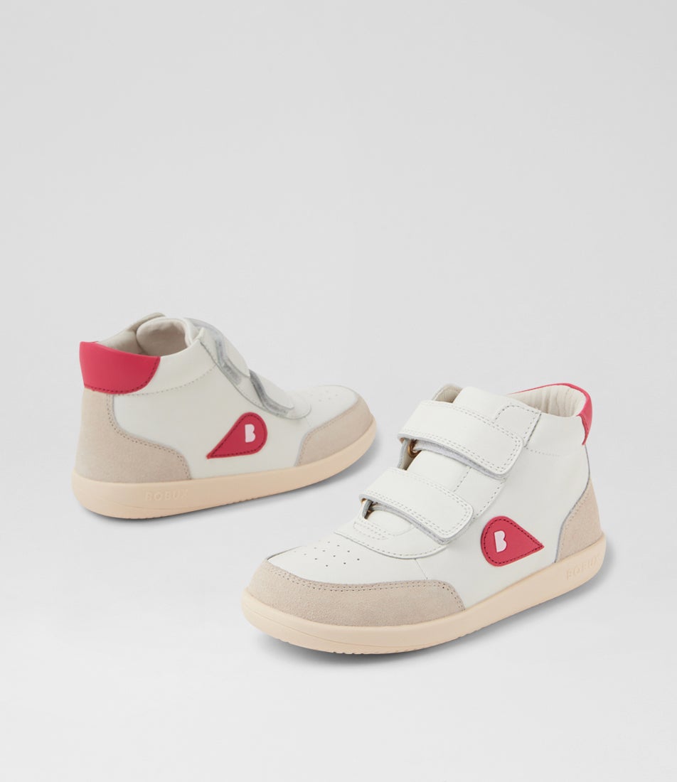 bobux Kp Champ High Junior Chalk Radiant Raspberry Leather Ankle Boots