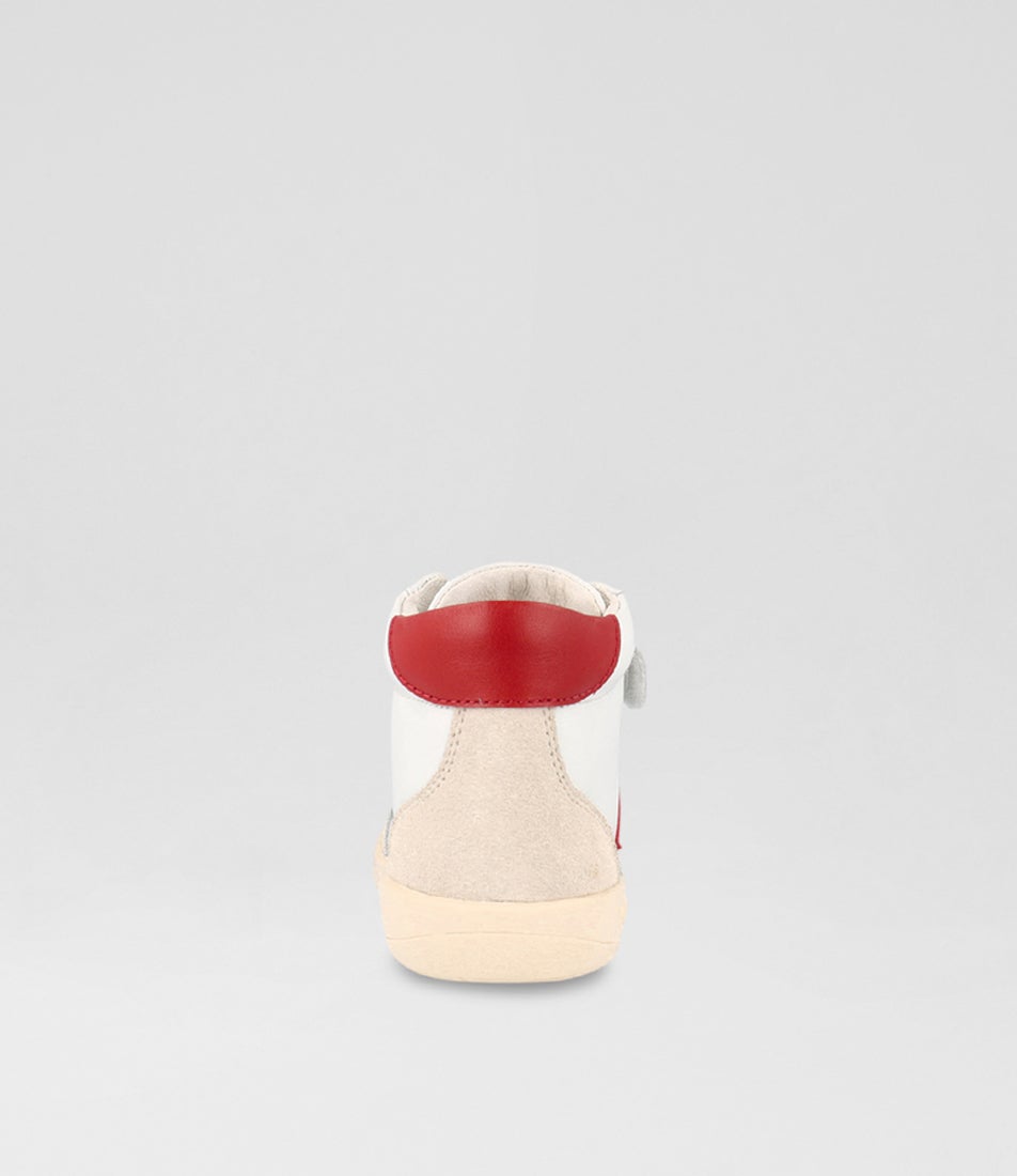 Bobux Kp Champ High Junior Chalk Radiant Red Leather Ankle Boots