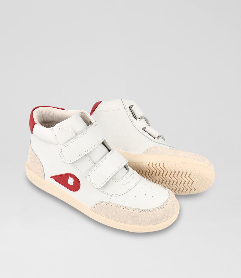 Bobux Kp Champ High Junior Chalk Radiant Red Leather Ankle Boots