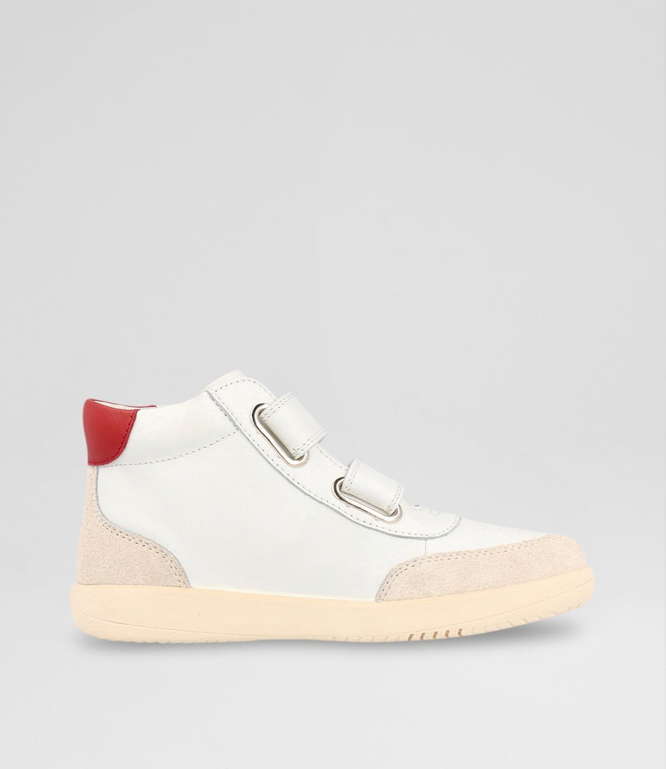 Bobux Kp Champ High Junior Chalk Radiant Red Leather Ankle Boots