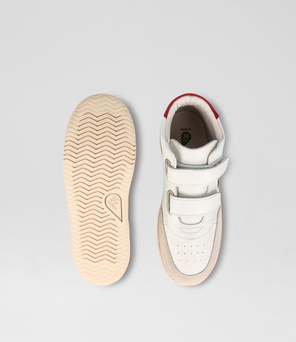 bobux Kp Champ High Junior Chalk Radiant Red Leather Ankle Boots