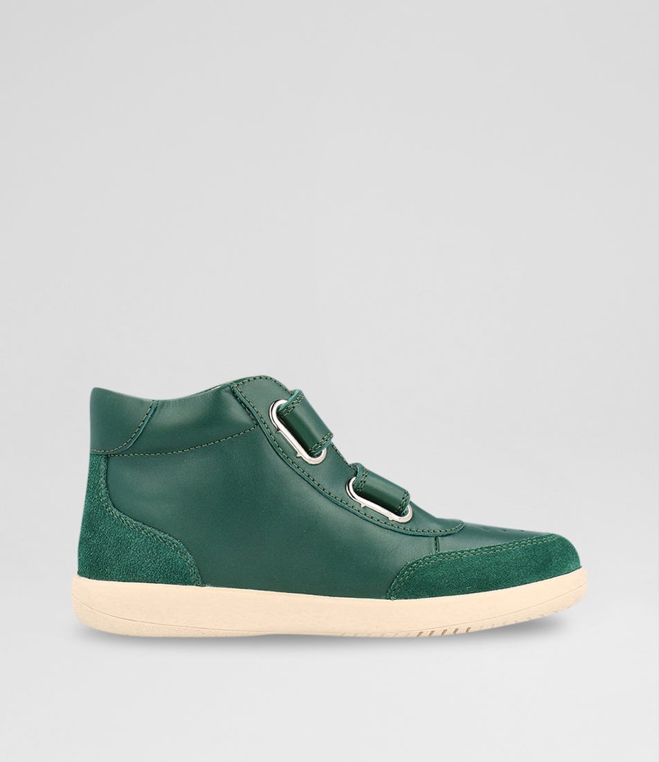 bobux Kp Champ High Junior Deep Emerald Chalk Leather Ankle Boots